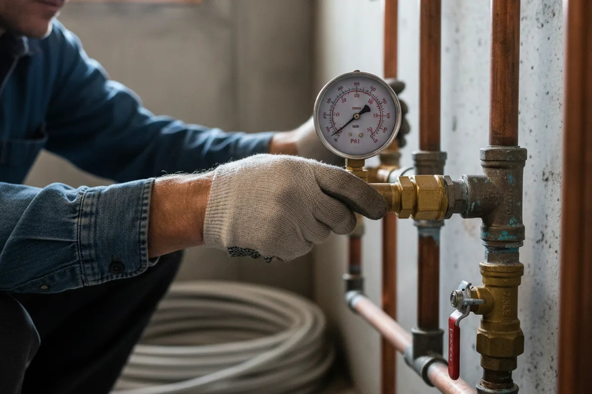 Pressure testing a repaired line during Water Line Repair in Follansbee
